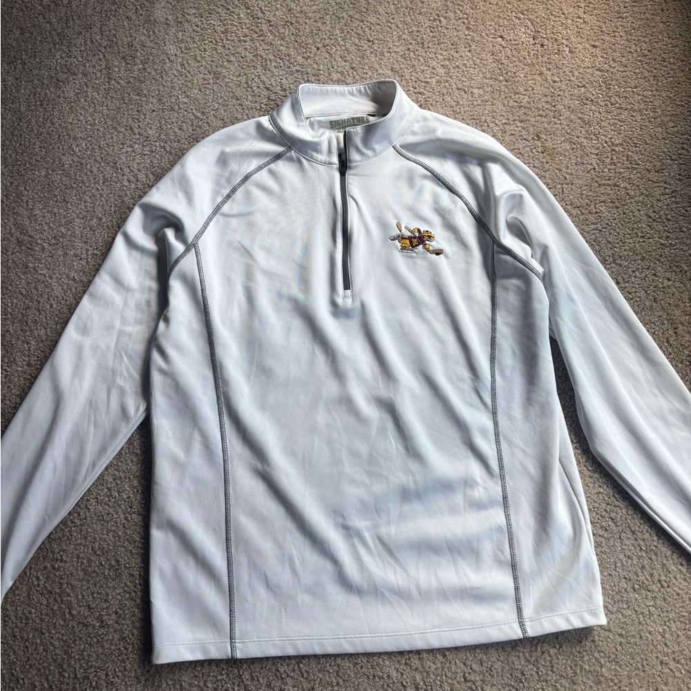 White Quarter-Zip Pullover with Embroidered University of Minnesota Logo